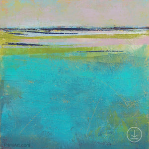 Turquoise abstract beach wall art "Shallow Time," digital print by Victoria Primicias