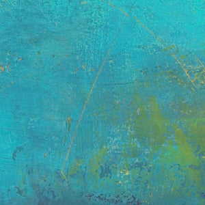 Closeup detail of turquoise abstract beach wall decor "Shallow Time," digital print by Victoria Primicias