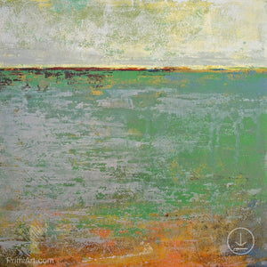 Horizon abstract landscape painting "Shamrock Shoals," digital download by Victoria Primicias