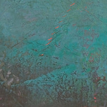 Load image into Gallery viewer, Closeup detail of teal  green abstract beach artwork &quot;Siesta Seas,&quot; giclee print by Victoria Primicias

