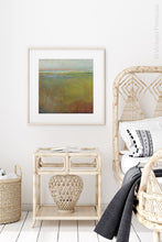 Load image into Gallery viewer, Impressionist abstract landscape painting &quot;Silent Spring,&quot; digital download by Victoria Primicias, decorates the bedroom.
