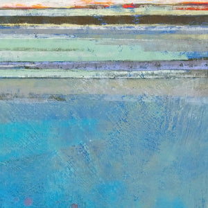 Closeup detail of colorful abstract beach wall art "Silver Sands," printable art by Victoria Primicias