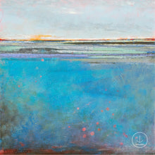 Load image into Gallery viewer, Colorful abstract seascape painting &quot;Silver Sands,&quot; digital art by Victoria Primicias
