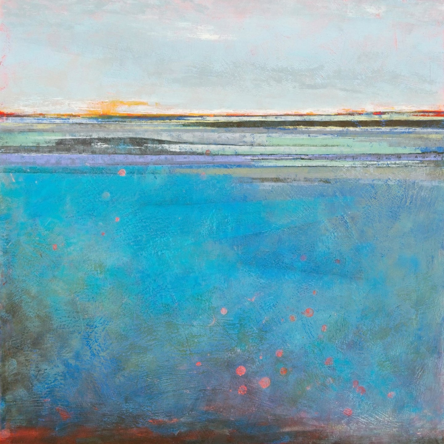 Turquoise abstract seascape painting 