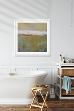 Load image into Gallery viewer, Modern abstract ocean painting &quot;Singing Surf,&quot; digital print by Victoria Primicias, decorates the bathroom.
