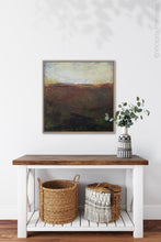 Load image into Gallery viewer, Dark abstract landscape art &quot;Sonorous Seas,&quot; digital print by Victoria Primicias, decorates the entryway.
