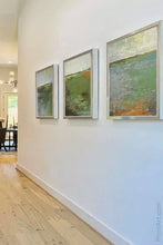 Load image into Gallery viewer, Horizon abstract landscape art &quot;Spring Envy,&quot; downloadable art by Victoria Primicias, decorates the entryway.
