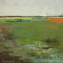 Load image into Gallery viewer, Horizon abstract landscape art &quot;Spring Envy,&quot; digital art by Victoria Primicias
