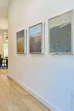 Load image into Gallery viewer, Modern abstract ocean art &quot;Still Suede,&quot; digital print by Victoria Primicias, decorates the hallway.
