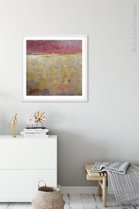 Colorful abstract ocean painting "Tangerine Light," printable wall art by Victoria Primicias, decorates the hallway.