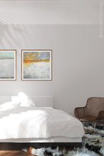 Load image into Gallery viewer, Contemporary abstract landscape art &quot;Tawny Spirit,&quot; digital download by Victoria Primicias, decorates the bedroom.
