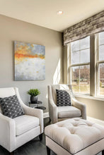 Load image into Gallery viewer, Contemporary abstract landscape art &quot;Tawny Spirit,&quot; digital print by Victoria Primicias, decorates the living room.
