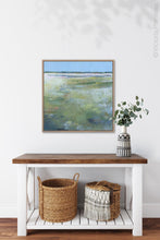 Load image into Gallery viewer, Large abstract landscape art &quot;Thirsty Sheets,&quot; printable wall art by Victoria Primicias, decorates the entryway.
