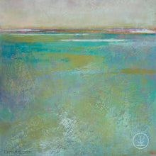 Load image into Gallery viewer, Teal green abstract beach painting &quot;Tropicana Tales,&quot; digital art by Victoria Primicias
