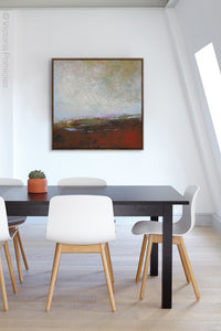 Modern abstract beach art "Tuesday's Tempest," digital artwork by Victoria Primicias, decorates the office.