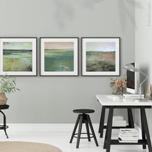 Load image into Gallery viewer, Square contemporary abstract coastal wall art &quot;Tuscan Strands,&quot; printable wall art by Victoria Primicias, decorates the office.
