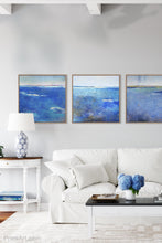 Load image into Gallery viewer, Coastal abstract ocean art &quot;Urchin Landing,&quot; digital download by Victoria Primicias, decorates the living room.
