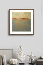 Load image into Gallery viewer, Zen abstract beach art &quot;Whispering Waters,&quot; digital print by Victoria Primicias, decorates the wall.
